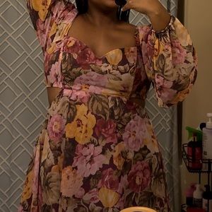 Showpo Ebonee Mini Dress - puff sleeve cut out dress in classic floral